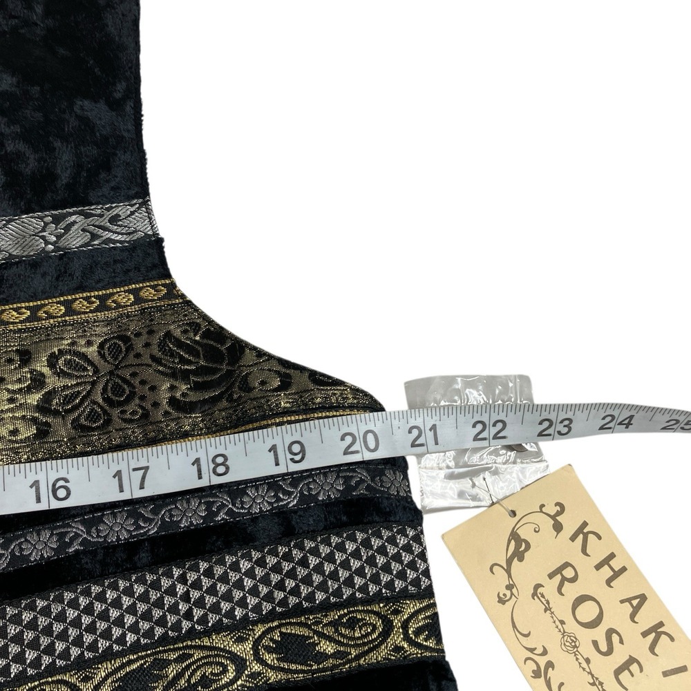 Vintage 90s Khaki Rose Vest Womens L Black Velvet Tapestry Metallic Whimsigoth - Picture 13 of 14